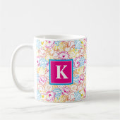 Neon kleuren patroon | Monogram Koffiemok (Links)