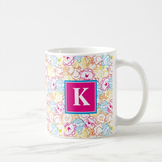 Neon kleuren patroon | Monogram Koffiemok (Rechts)