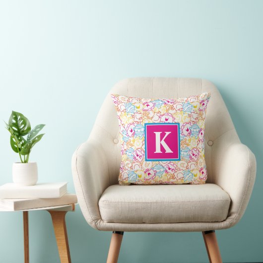Neon kleuren patroon | Monogram Kussen (Stoel)