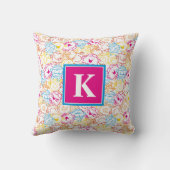 Neon kleuren patroon | Monogram Kussen (Achterkant)