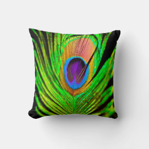 Neon Kleuren Pauwveer Kussen