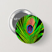 Neon Kleuren Pauwveer Ronde Button 5,7 Cm (Voorkant /achterkant)