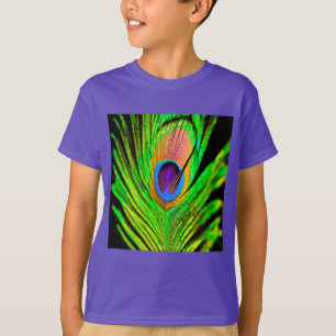 Neon Kleuren Pauwveer T-shirt