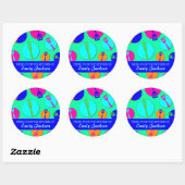 Neon kleuren retro gebruiksvoorwerpen aangepaste l ronde sticker (Vel)