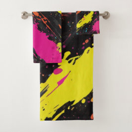 Neon Kleuren Retro Paint Splatter Bad Handdoek