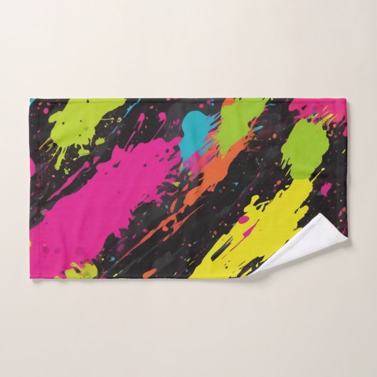 Neon Kleuren Retro Paint Splatter Bad Handdoek (Handdoek)
