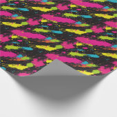 Neon Kleuren Retro Paint Splatter Cadeaupapier (Hoek)