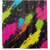 Neon Kleuren Retro Paint Splatter Douchegordijn (Voorkant)