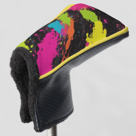 Neon Kleuren Retro Paint Splatter Golfheadcover