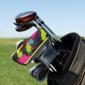 Neon Kleuren Retro Paint Splatter Golfheadcover (Insitu)