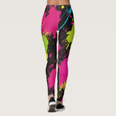 Neon Kleuren Retro Paint Splatter Leggings (Achterkant)