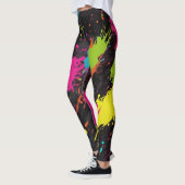 Neon Kleuren Retro Paint Splatter Leggings (Links)