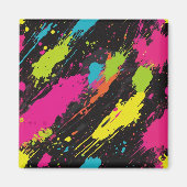 Neon Kleuren Retro Paint Splatter Magneet (Voorkant)