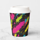 Neon Kleuren Retro Paint Splatter Papieren Bekers (Links)