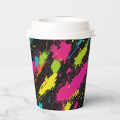 Neon Kleuren Retro Paint Splatter Papieren Bekers (Achterkant)