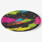 Neon Kleuren Retro Paint Splatter Papieren Bordje (Gekanteld)