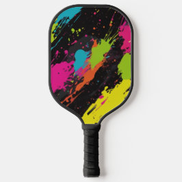Neon Kleuren Retro Paint Splatter Pickleball Paddle