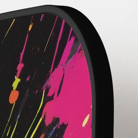 Neon Kleuren Retro Paint Splatter Pickleball Paddle (Links Detail)