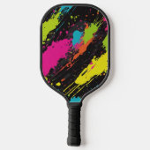 Neon Kleuren Retro Paint Splatter Pickleball Paddle (Achterkant)