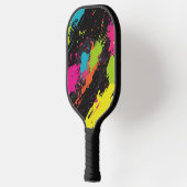 Neon Kleuren Retro Paint Splatter Pickleball Paddle (Links)
