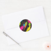 Neon Kleuren Retro Paint Splatter Ronde Sticker (Envelop)