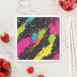 Neon Kleuren Retro Paint Splatter Servet