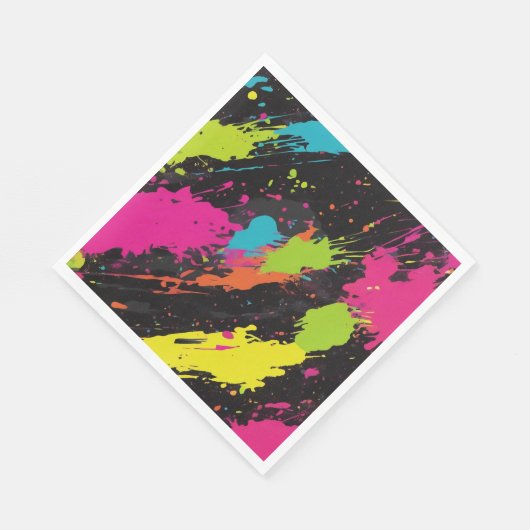 Neon Kleuren Retro Paint Splatter Servet (Hoek)