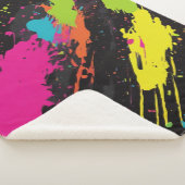 Neon Kleuren Retro Paint Splatter Sherpa Deken (3/4)