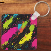 Neon Kleuren Retro Paint Splatter Sleutelhanger (Achterkant)