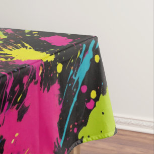 Neon Kleuren Retro Paint Splatter Tafelkleed