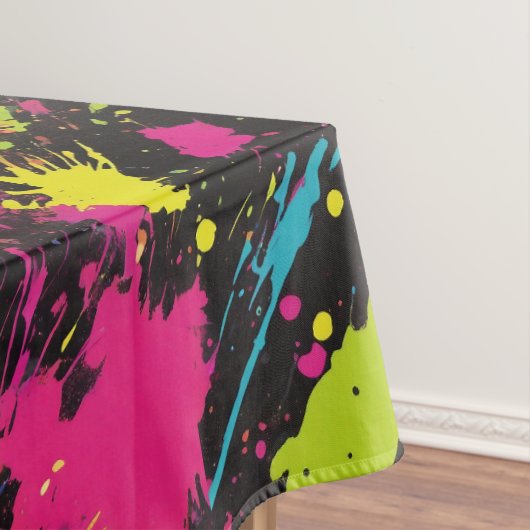 Neon Kleuren Retro Paint Splatter Tafelkleed (Voorbeeld)
