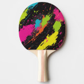 Neon Kleuren Retro Paint Splatter Tafeltennisbatje (Voorkant)