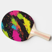 Neon Kleuren Retro Paint Splatter Tafeltennisbatje (Zijkant)