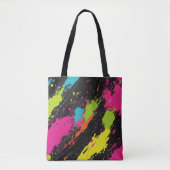 Neon Kleuren Retro Paint Splatter Tote Bag (Voorkant)
