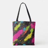 Neon Kleuren Retro Paint Splatter Tote Bag (Achterkant)