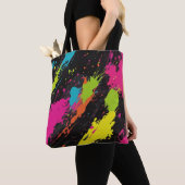 Neon Kleuren Retro Paint Splatter Tote Bag (Dichtbij)