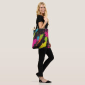 Neon Kleuren Retro Paint Splatter Tote Bag (Op model)