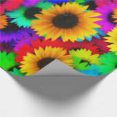 Neon Kleuren Zonnebloemen Grote Print Cadeaupapier (Hoek)