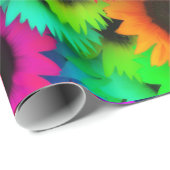 Neon Kleuren Zonnebloemen Grote Print Cadeaupapier (Rol Hoek)
