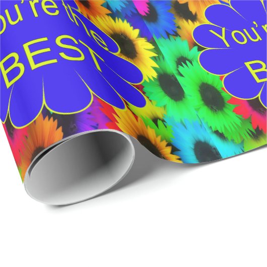 Neon Kleuren Zonnebloemen Je bent de beste Cadeaupapier (Rol Hoek)