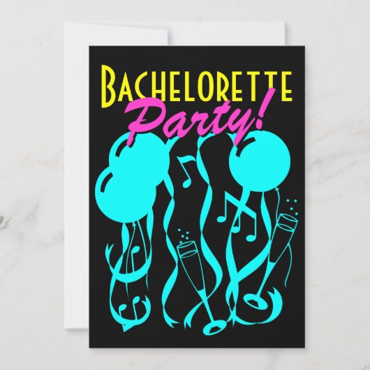 Neon kleurenbachelorette partij nodigt sjabloon ui kaart (Voorkant)