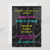 Neon kleurenbachelorette partij nodigt sjabloon ui kaart (Achterkant)