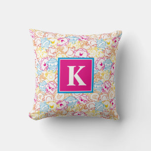 Neon Kleurenpatroon   Monogram Kussen