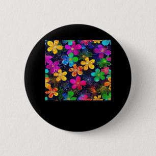 Neon Kleurrijk Patroon - Whimsigoth CottageCore Bl Ronde Button 5,7 Cm