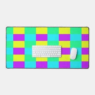 Neon kleurrijke blokken patroon bureaumat