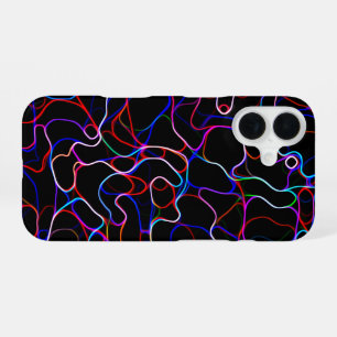 Neon Kleurrijke Gebogen Lijnpatroon -COOL iPhone 16 Hoesje