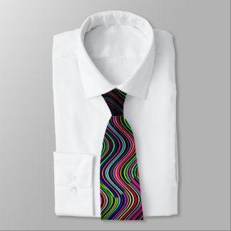 Neon Kleurrijke Gebogen Lijnpatroon -COOL Stropdas