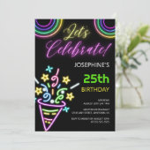 Neon Kleurrijke Glow Fun Verjaardagsfeest Kaart (Staand voorkant)