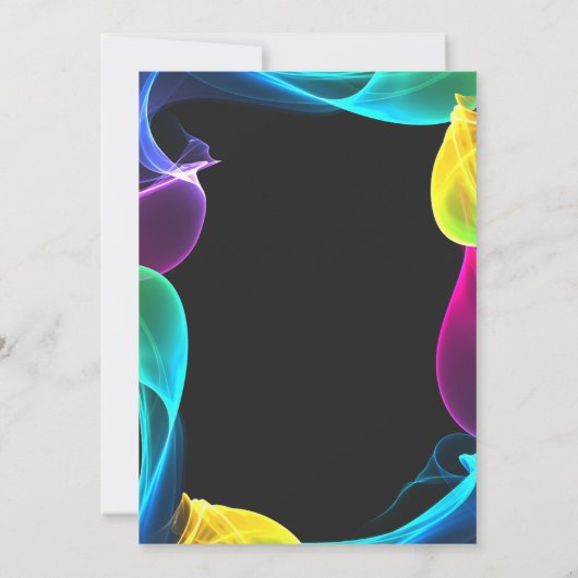 Neon Kleurrijke Glow Verjaardag Uitnodiging (Achterkant)