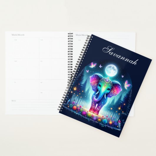 Neon Kleurrijke Holografische Versierde Olifant | Planner (Display)
